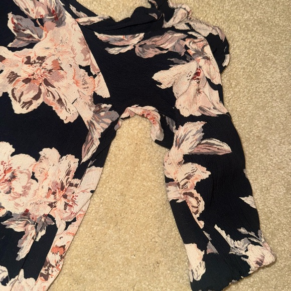 Charlotte Russe Floral Cold Shoulder Blouse - Black and Pink - Picture 3 of 5
